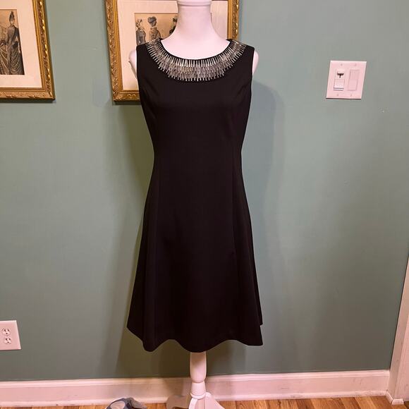 Alfani black embellished sheath dress size 8 cocktail formal evening classic - Picture 3 of 12